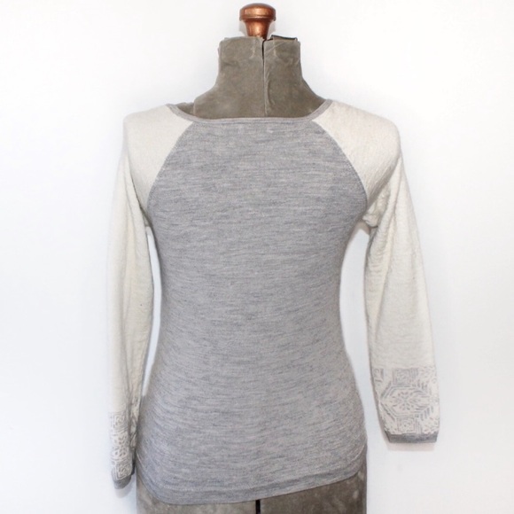 Kenar Grey Merino Wool Aztec Crewneck Sweater - Picture 2 of 3